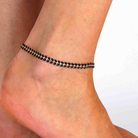Black Anklet Black Ankle Bracelet Chain Anklet Arrow Etsy