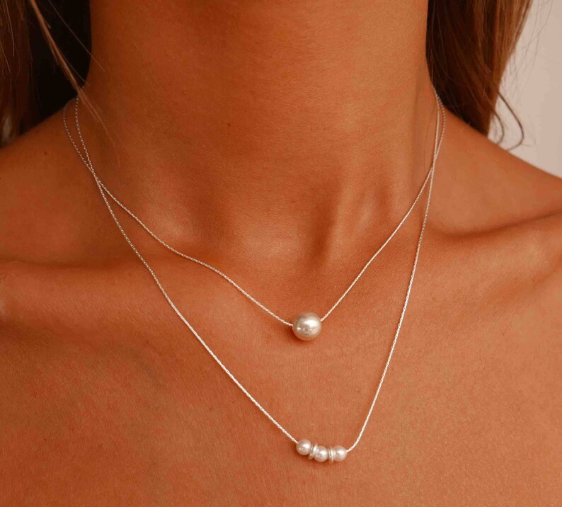 Layering Necklace Set Silver Layered Necklace Double | Etsy