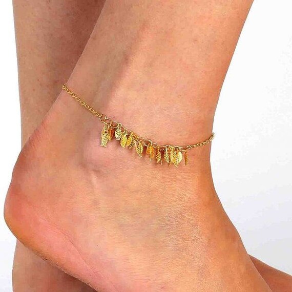 Gold Anklet Gold Ankle Bracelet Chain Anklet Foot Etsy