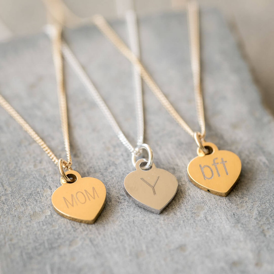 Personalized Heart Necklace, Custom Heart Necklace, Engraved Name