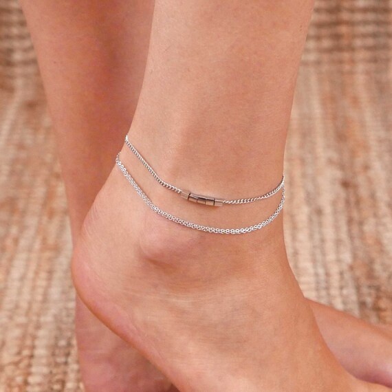 Silver Anklet Silver Ankle Bracelet Chain Anklet Foot Etsy