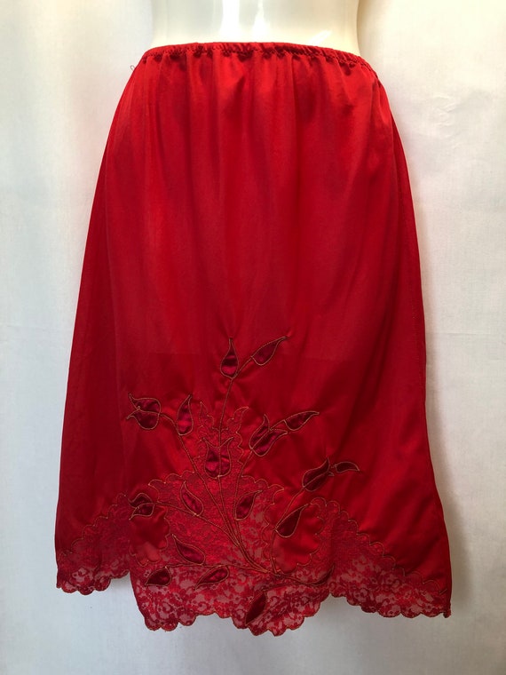 Red divine half slip Charmode nylon silk and lace 