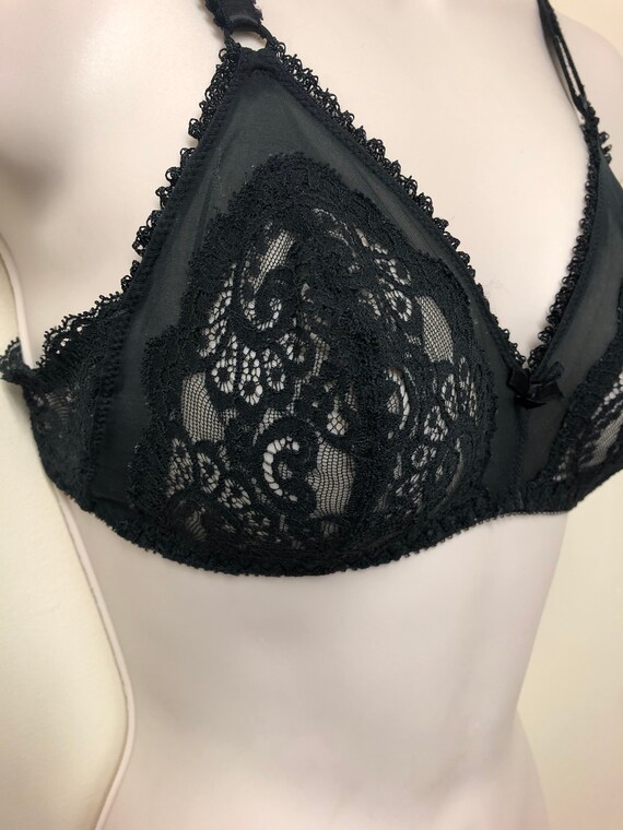 Vintage Valentino intimates black lace bra, 1950s… - image 10