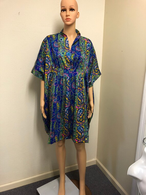 Vintage kaftan handmade 1970s extremely vibrant Paisl… - Gem