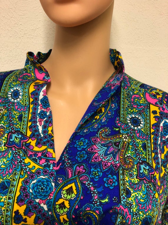 Vintage kaftan handmade 1970s extremely vibrant P… - image 4