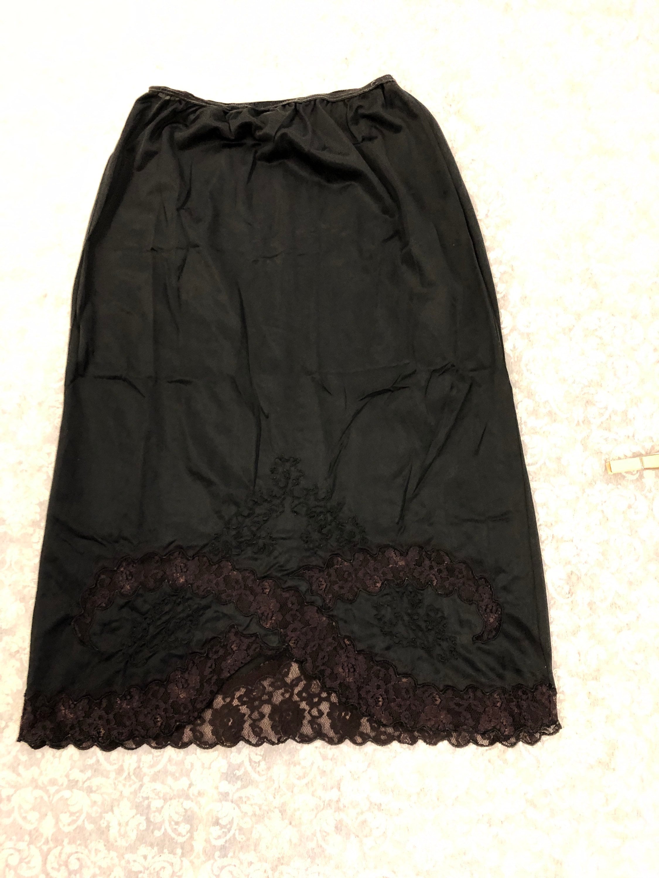 1940s Black Half Slip with Scalloped Sheer Lace Hem main image 0