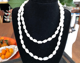 Vintage mother of pearl and glass bead necklace, 34 inches long
