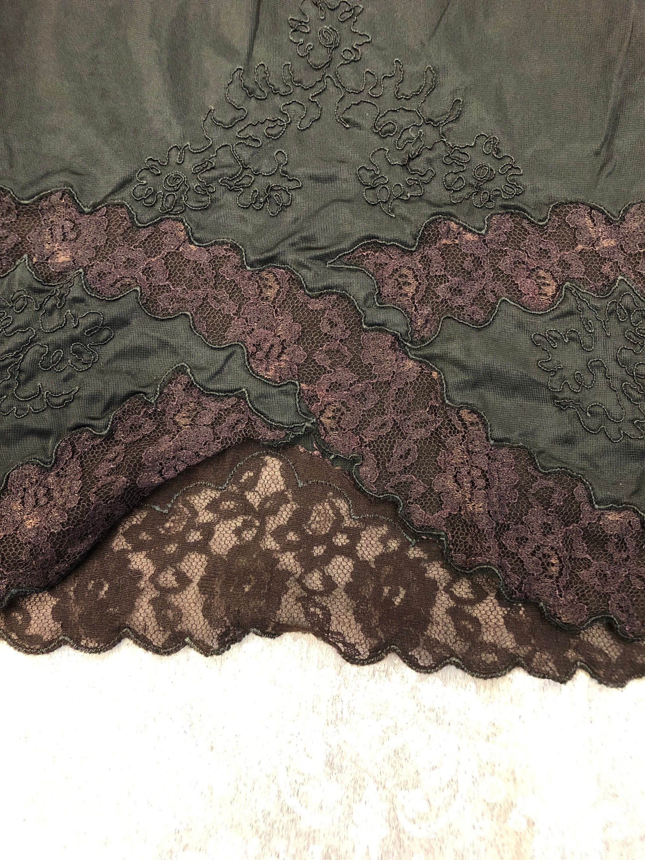 1940s Black Half Slip with Scalloped Sheer Lace Hem main image 1
