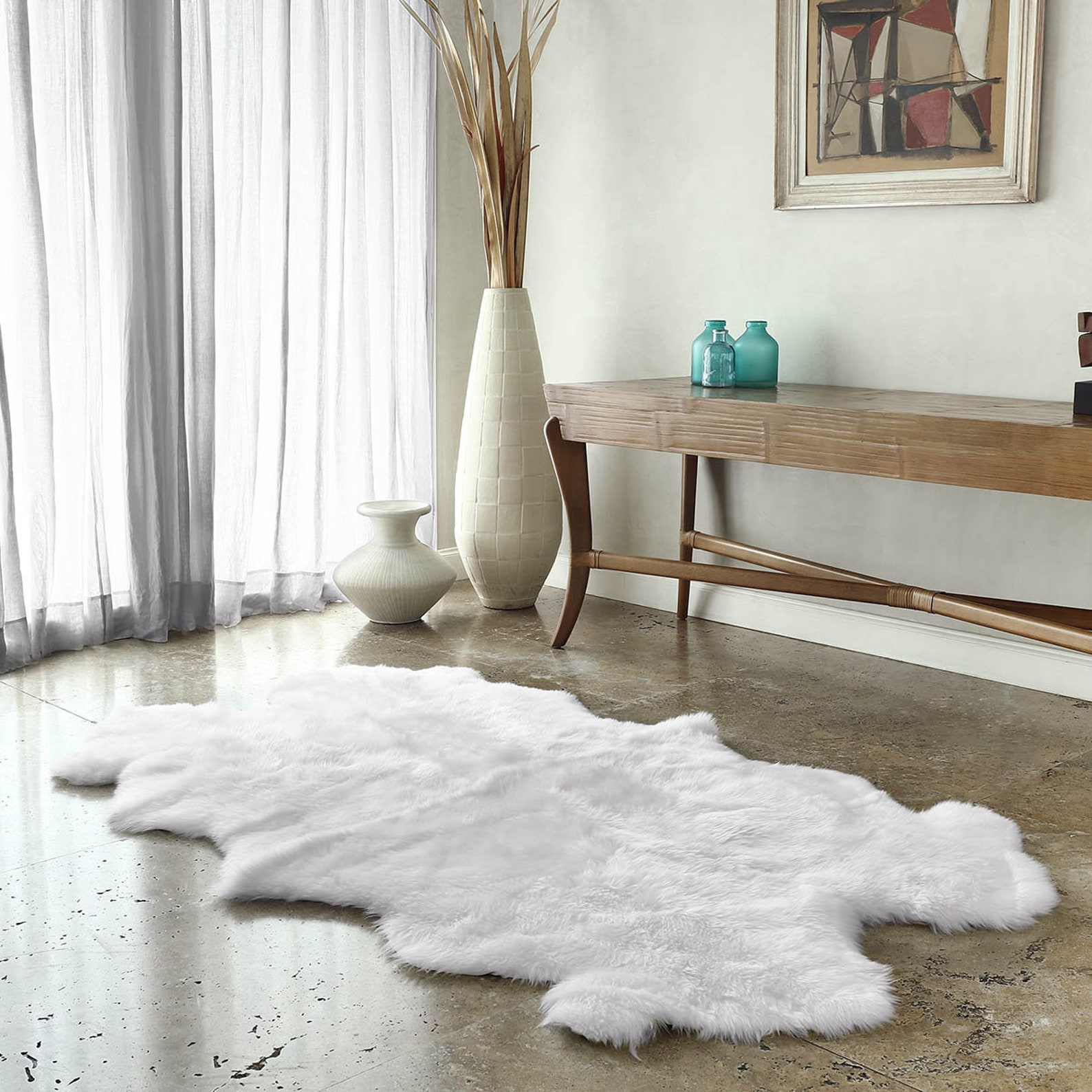Genuine Natural Creamy White Sheepskin Rug Pelt Giant Etsy