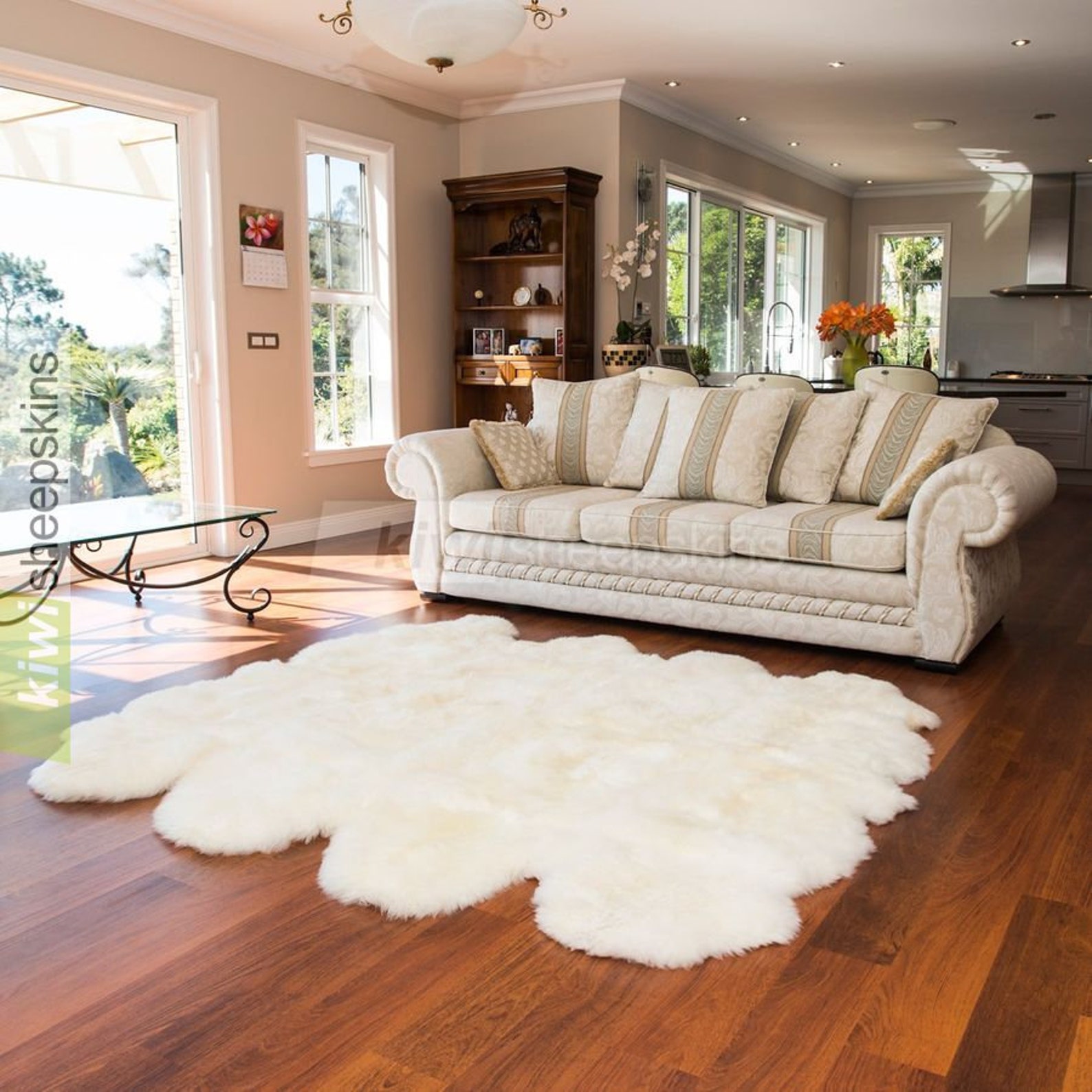 Genuine Natural Creamy White Sheepskin Rug Pelt Giant Etsy