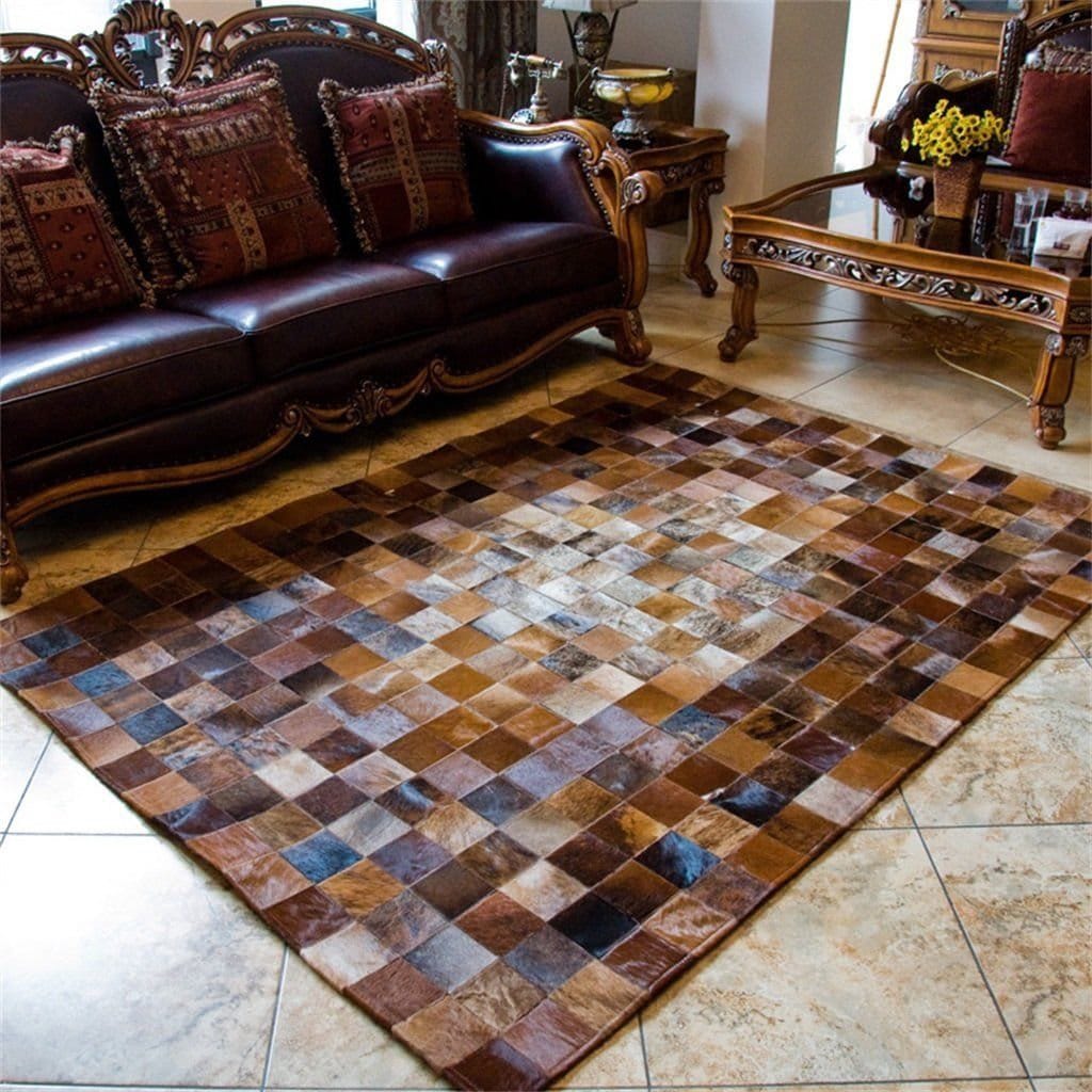 New Cowhide Rug Patchwork Leather Carpet. Cowskin Cow Hide Leather. Etsy