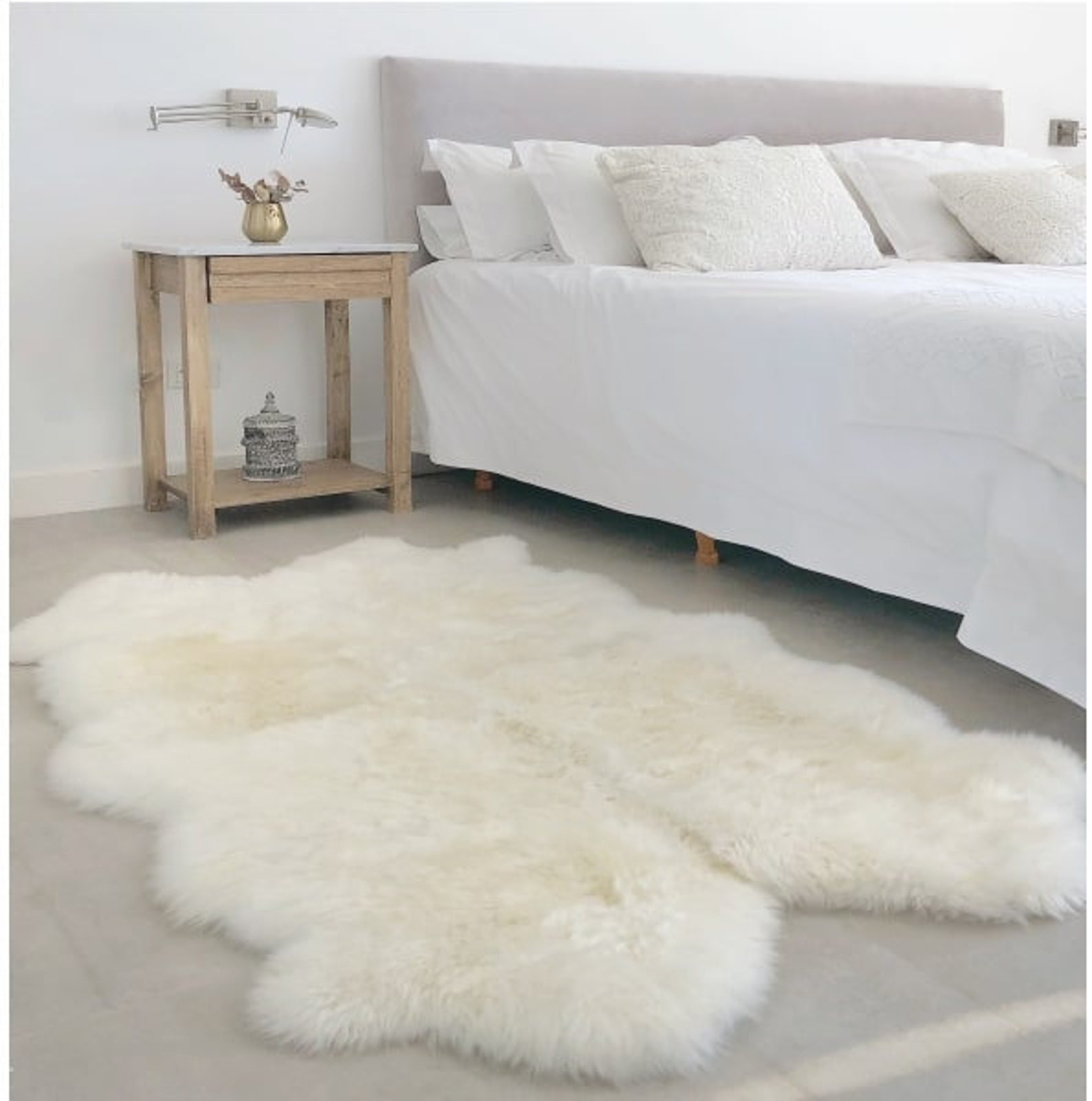 Genuine Natural Creamy White Sheepskin Rug Pelt Giant Etsy