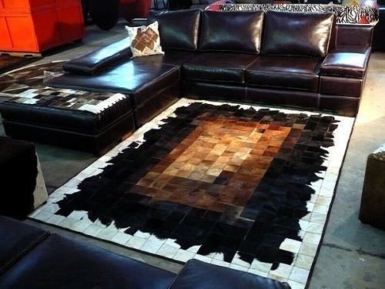New Cowhide Rug Patchwork Leather Carpet. Cowskin Cow Hide Etsy