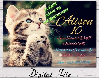 Invitation Anniversaire Chat Etsy Invitation Anniversaire Chat Etsy
