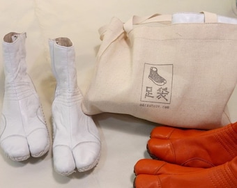 Orange Split Toe-shoes, White Leather Shoes, Slip ons, Gift For Her, Tabi Air Rising Fujin Shoe