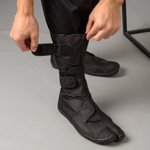 Женские/мужские хлопковые сапоги таби с разрезом, мягкие таби ниндзя, таби на липучках, черные хлопковые туфли