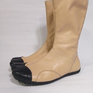 Luxury Leather Women&#39;s men&#39;s Tabi, Wedding Tabi Shoes, Super Art Tabi Shoes, Leather Shoes with Black Toe