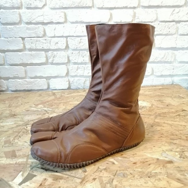 Brown Leather High Tabi, Fashion Split-Toe 2023 New Brand Design