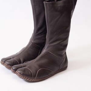 Blue Leather Tabi Shoes Handmade Japanese Split Toe Shoes, Soft Leather Ninja Boots, Unisex Custom Size Footwear image 11