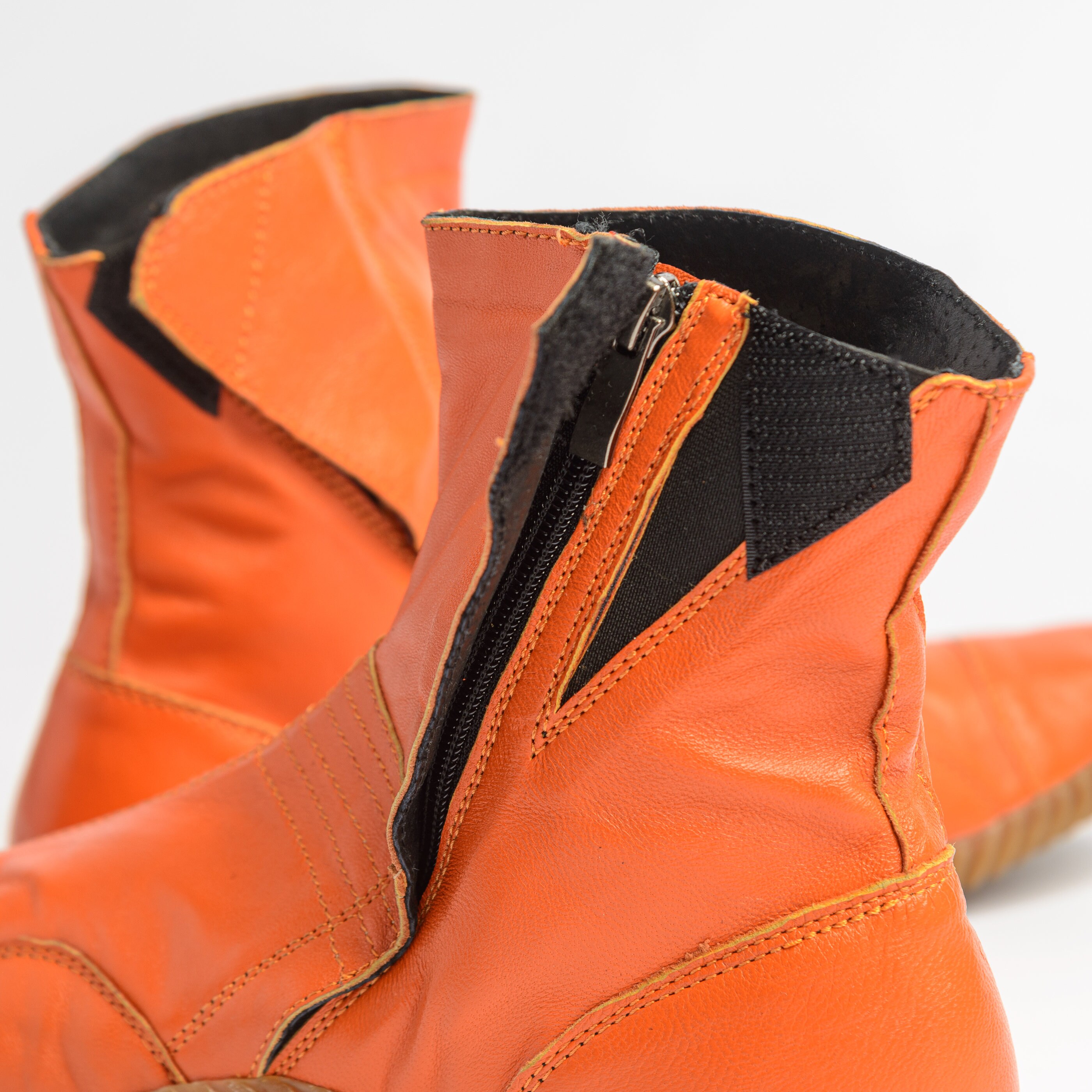 Jikatabi Tabi Shoes Tabi Ninja Boots Orange Leather Tabi Loafers