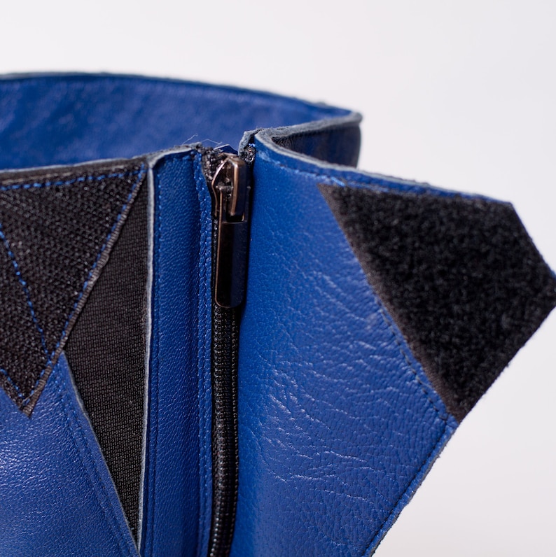 Blue Leather Tabi Shoes Handmade Japanese Split Toe Shoes, Soft Leather Ninja Boots, Unisex Custom Size Footwear image 2