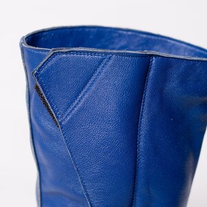 Blue Leather Tabi Shoes Handmade Japanese Split Toe Shoes, Soft Leather Ninja Boots, Unisex Custom Size Footwear image 3