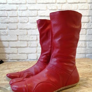 Blue Leather Tabi Shoes Handmade Japanese Split Toe Shoes, Soft Leather Ninja Boots, Unisex Custom Size Footwear image 7