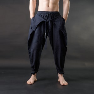 Mens Pants Black Designers Pants Modern Black Men's Samurai Organic Cotton Trousers Mens Pants