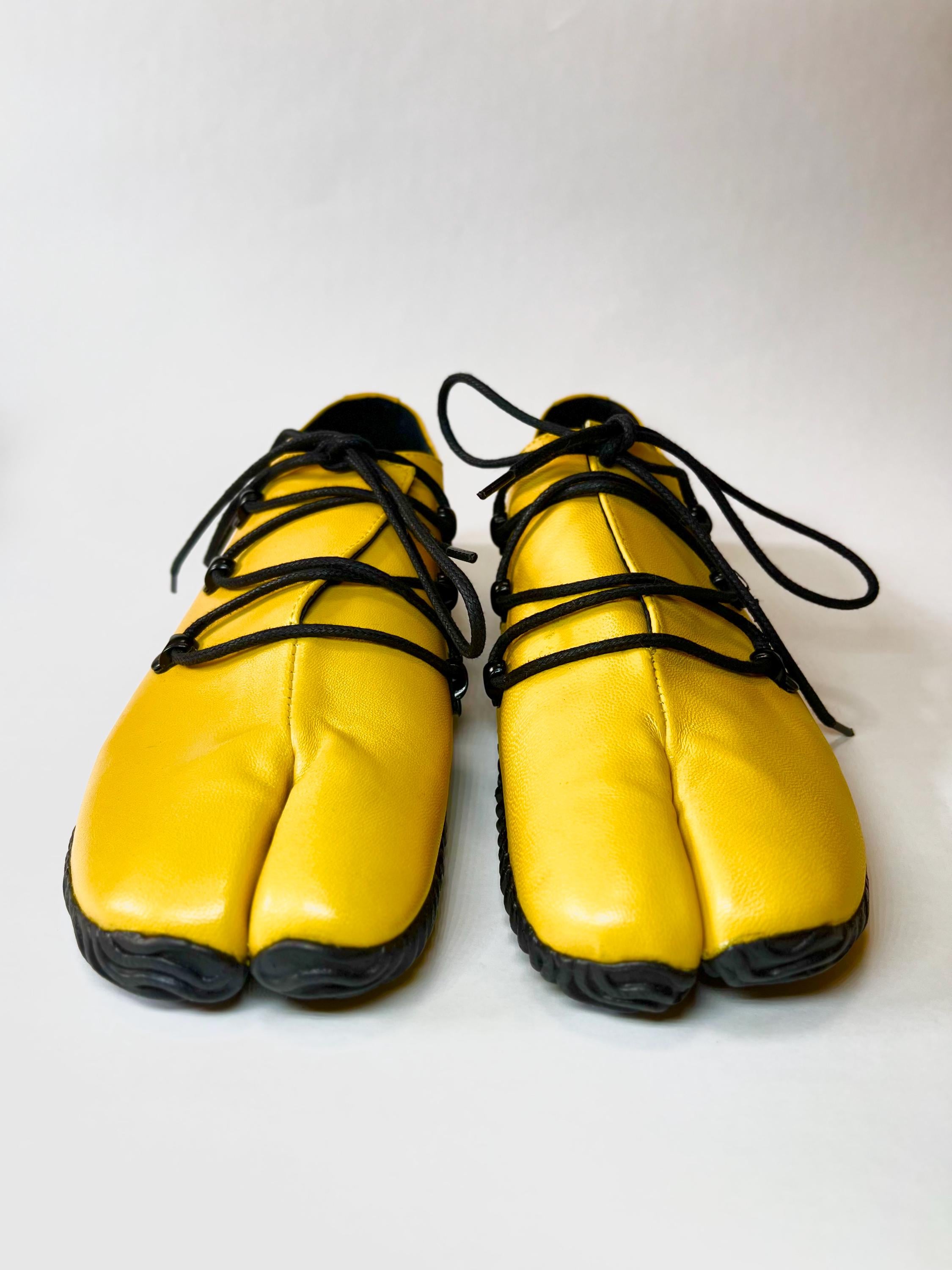 Tabi Shoes Tabi Ninja Boots Yellow Jikatabi Orange Leather  display picture 1