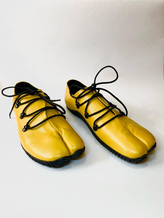 Tabi Shoes Tabi Ninja Boots Yellow Jikatabi Orange Leather