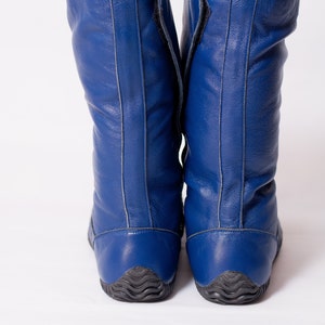 Blue Leather Tabi Shoes Handmade Japanese Split Toe Shoes, Soft Leather Ninja Boots, Unisex Custom Size Footwear image 5