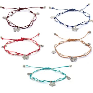 Butterfly and Flower Silver Charm Bracelet