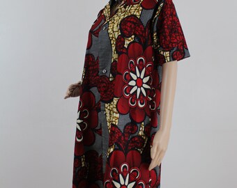 Ankara fabric African Print Mid Length shirt dress
