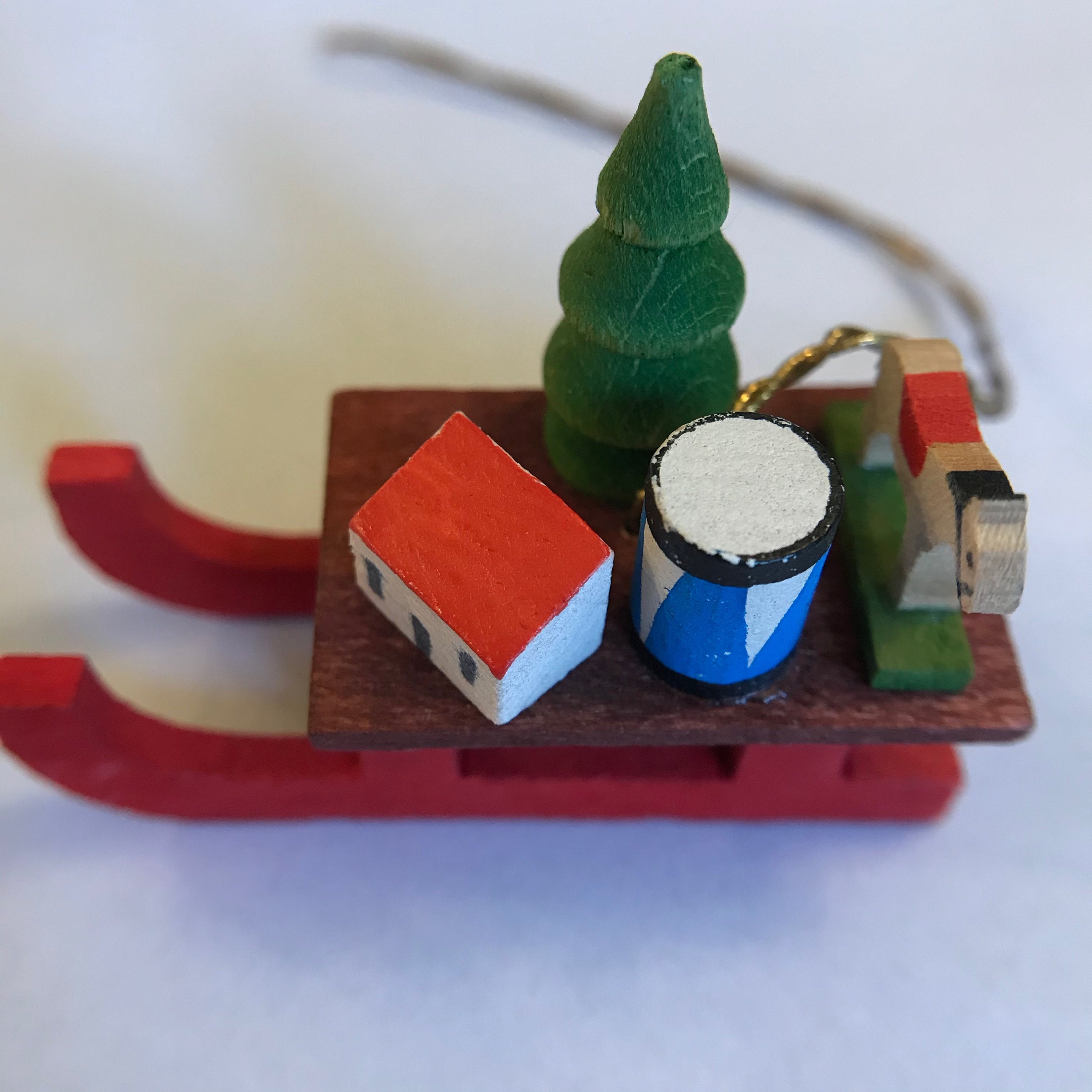 Vintage trineo de madera llevando regalos ornamento | Etsy