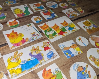 Richard Scarry paper cut Ephemera selection .. 50pc pack, fussy cut and die cut ,scrapbooking,junk journals, card making etc