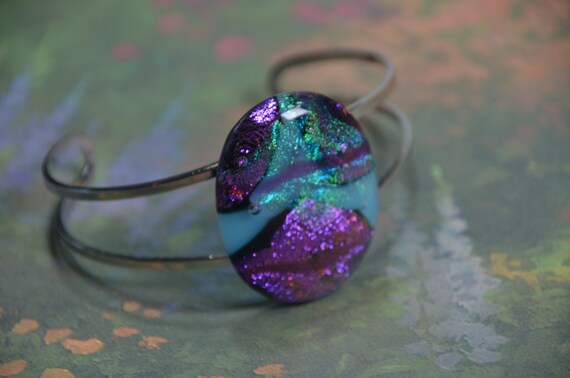 Dichroic Glass Cuff Bracelet Blues Purples jb13-10 - image 3