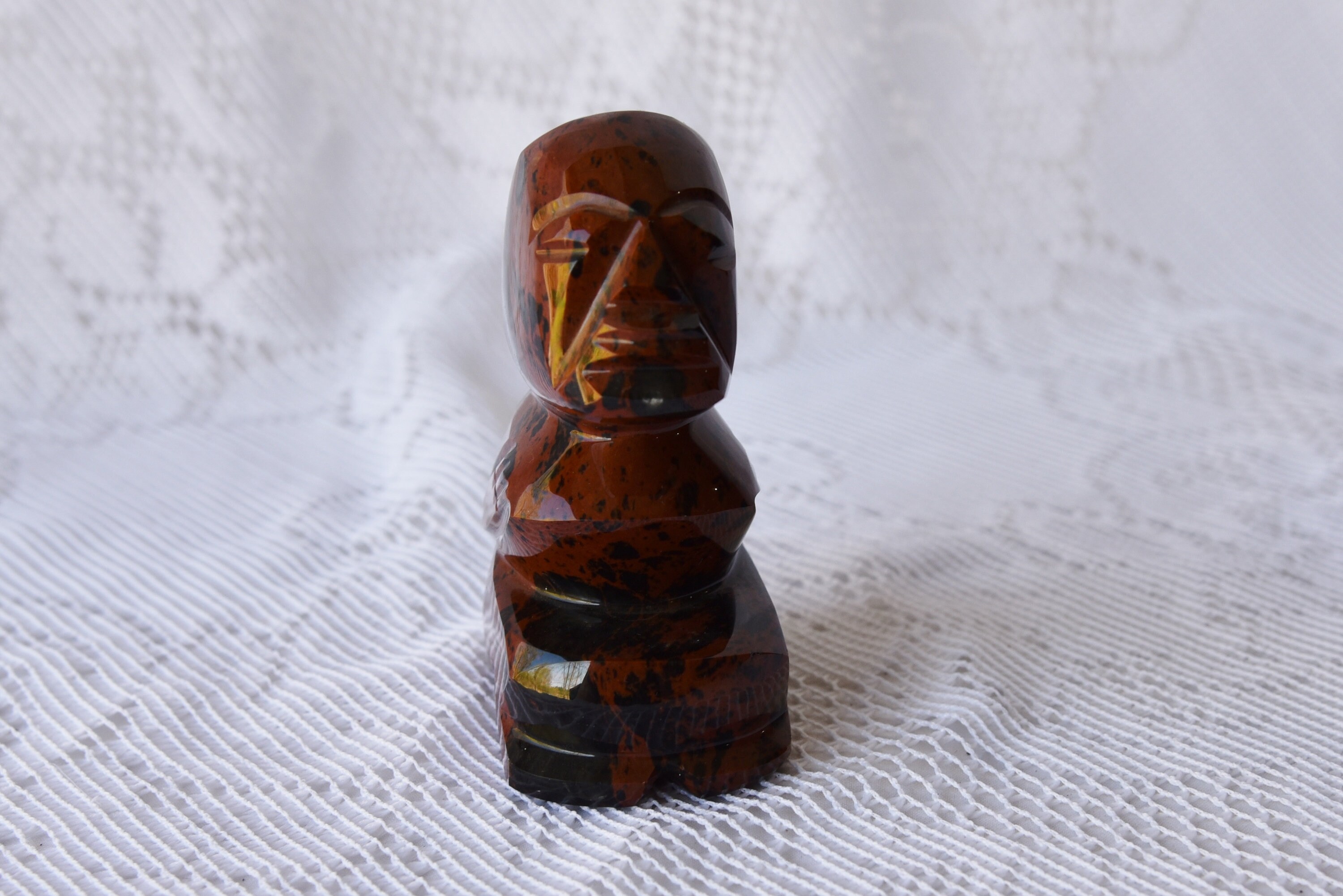 Eb4290 Mahogany Obsidian Sculpture Mayan Aztec Inspired Carved Etsy