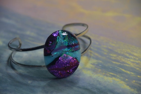Dichroic Glass Cuff Bracelet Blues Purples jb13-10 - image 6