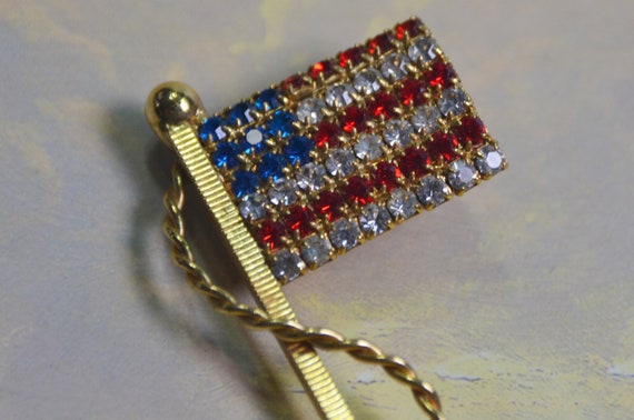 American Flag Rhinestone Pin Rhinestones and Faux… - image 5