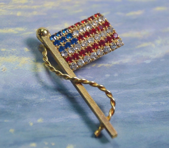 American Flag Rhinestone Pin Rhinestones and Faux… - image 6