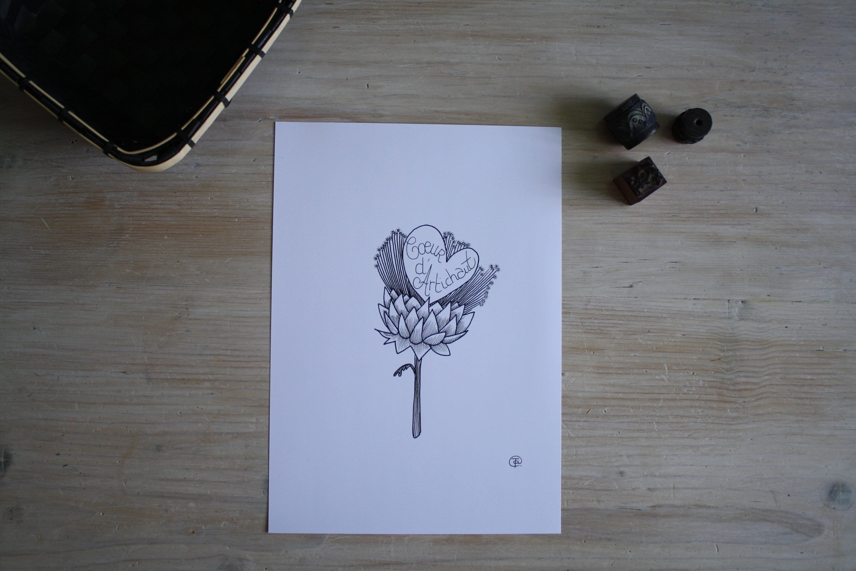 Affiche/Poster Affiche Citation Dessin Illustration Coeur d'artichaut /