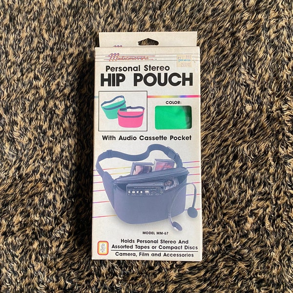 Vintage jaren 80 Hip Pouch Fanny Pack Groen Nylon voor persoonlijke Stereo / Walkman (NIET INBEGREPEN) Nieuw in doos Ongeopende Dead Stock 1989 90s