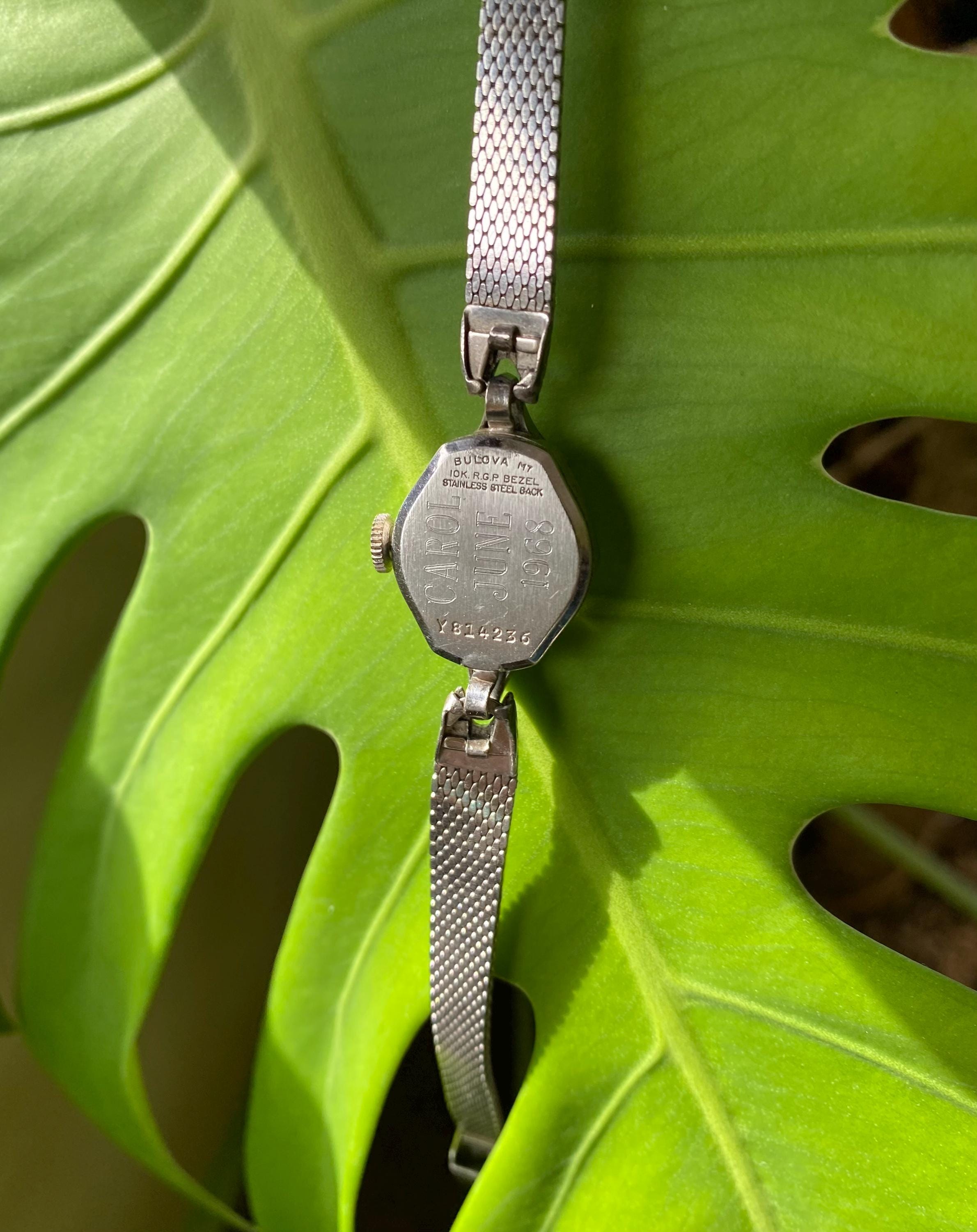 Vintage Bulova Womens Watch 1967 1960s 10K White Gold and  display picture 2