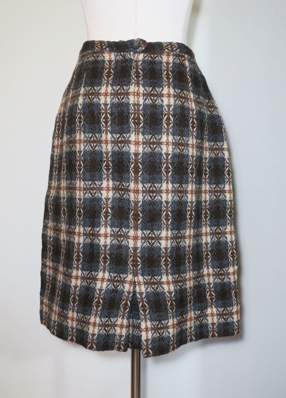 Vintage 1950s Plaid Wool Pencil Skirt Jantzen Bro… - image 2