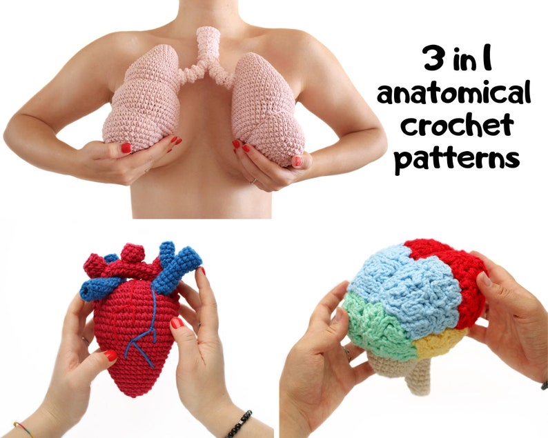Halloween 3 in 1 Inexpensive crochet pdf amigurum anatomical human patterns Free shipping