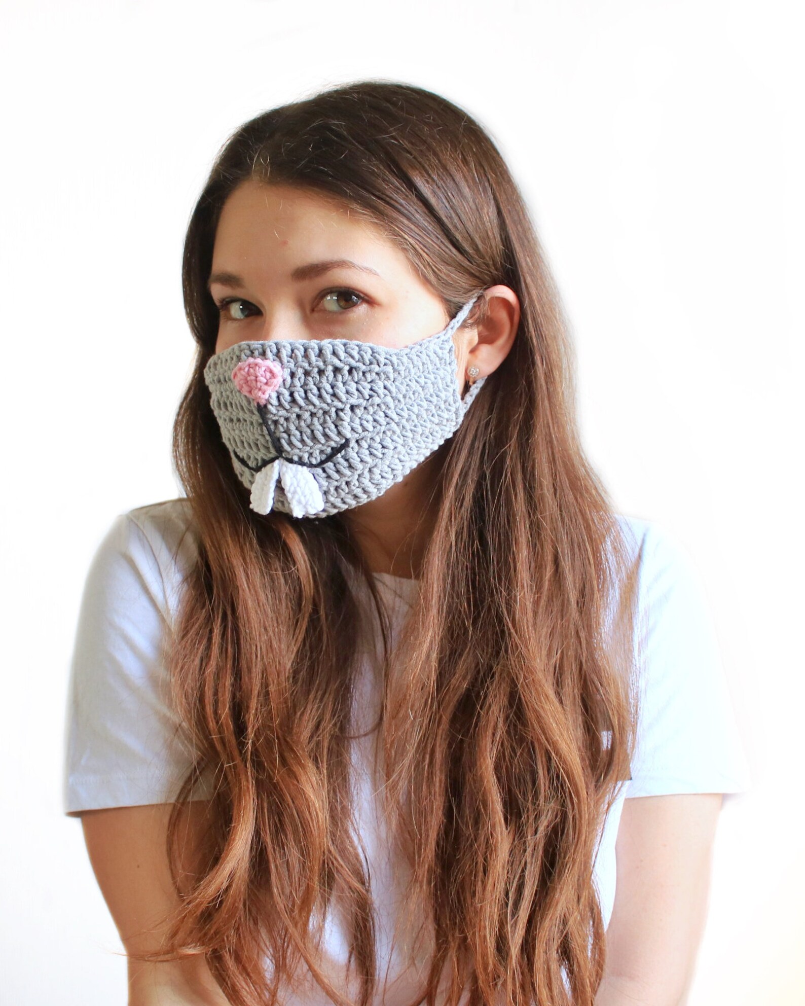 Cute animal face mask pattern pdf crochet face mask with Etsy