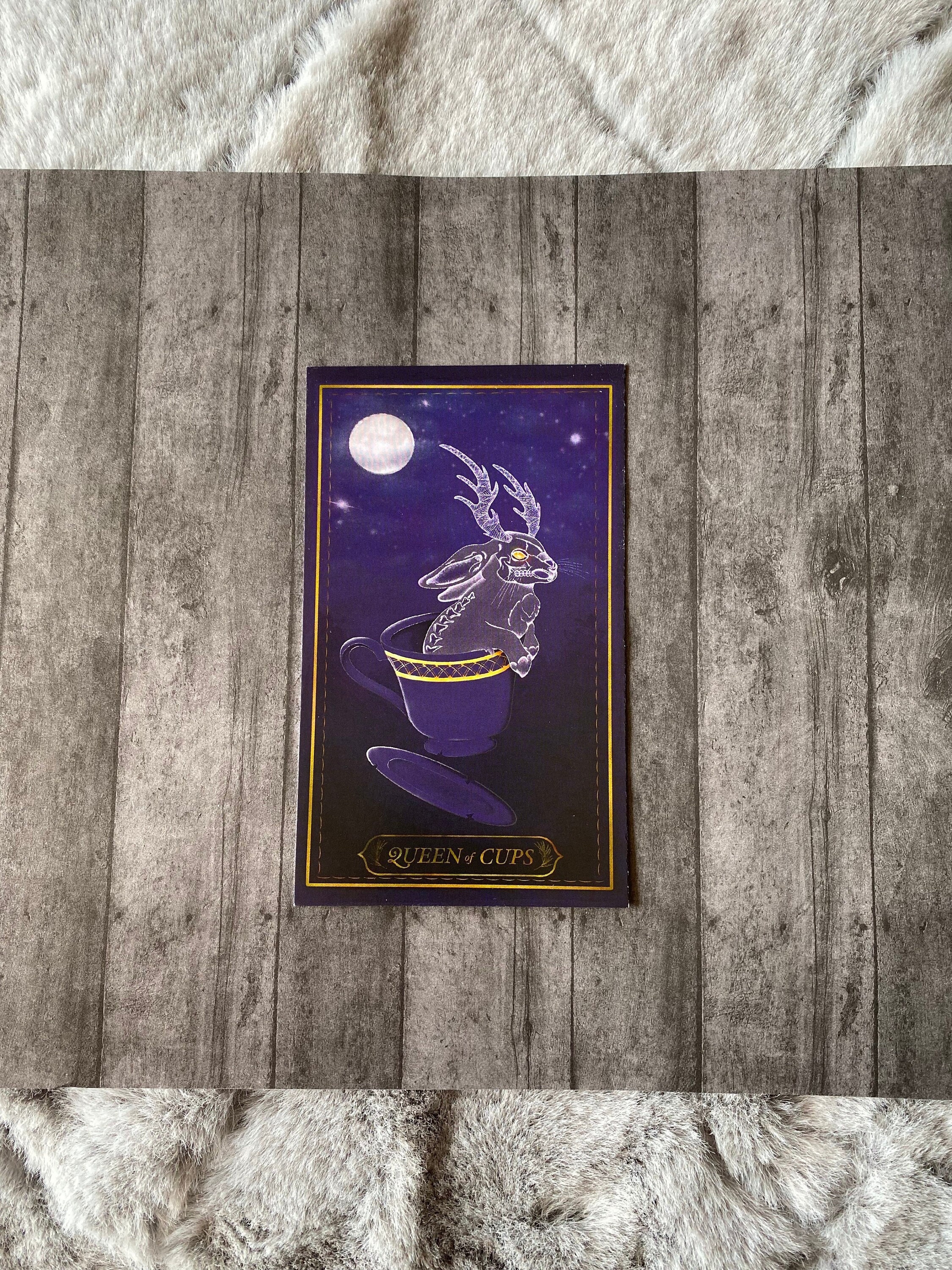 Jackelope Queen of Cups Tarot Card Print Skeleton Rabbit - Etsy Finland