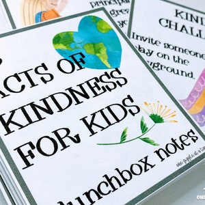 Lunch box Notes For Kids | Kindness Cards For Kids |Acts Of Kindness Kids |Printable Lunch box notes (Set of 36)  | Digital Download
