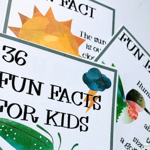 Notes de boîte à lunch pour les enfants | Faits amusants pour les enfants | Faits intéressants pour les enfants | Notes imprimables pour la boîte à lunch (lot de 36) | Téléchargement numérique