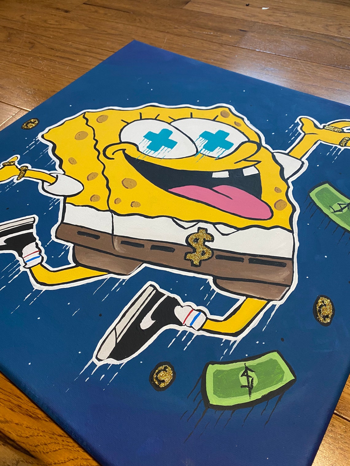 Spongebob Squarepants Acrylic Painting. Cartoon Nickelodeon Etsy